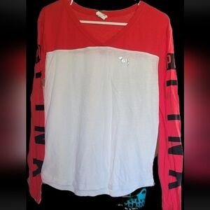 PINK Victoria's Secret Red and White Top Size Medium